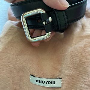 Miu miu leather black minimalist belt